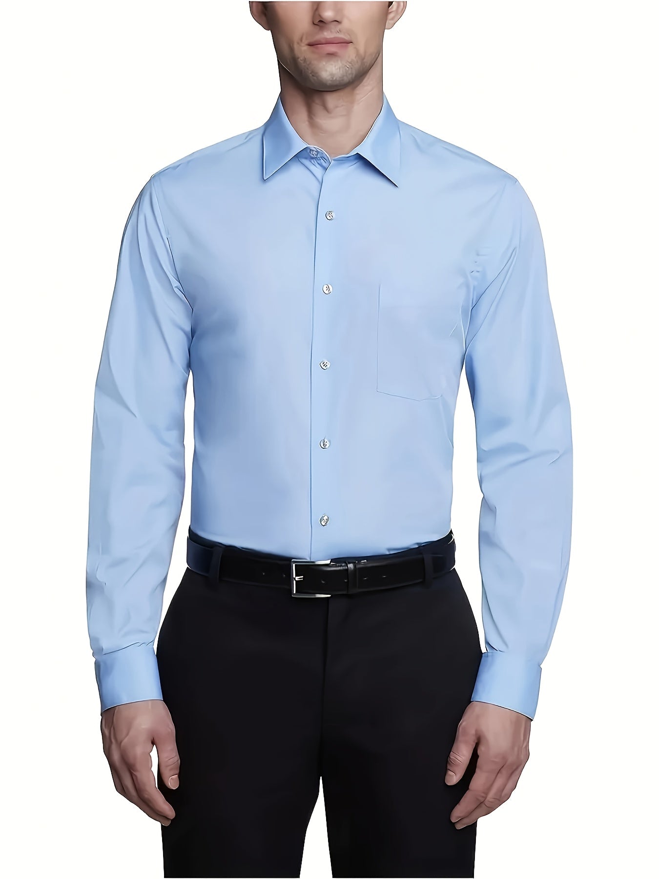 3 pezzi di camicie casual da uomo con maniche lunghe e bottoni - colore solido, misto di poliestere, vestibilità regolare con tasche, perfette per la primavera e l'autunno, versatile per abbigliamento casual o formale, abbigliamento versatile | Maniche lu