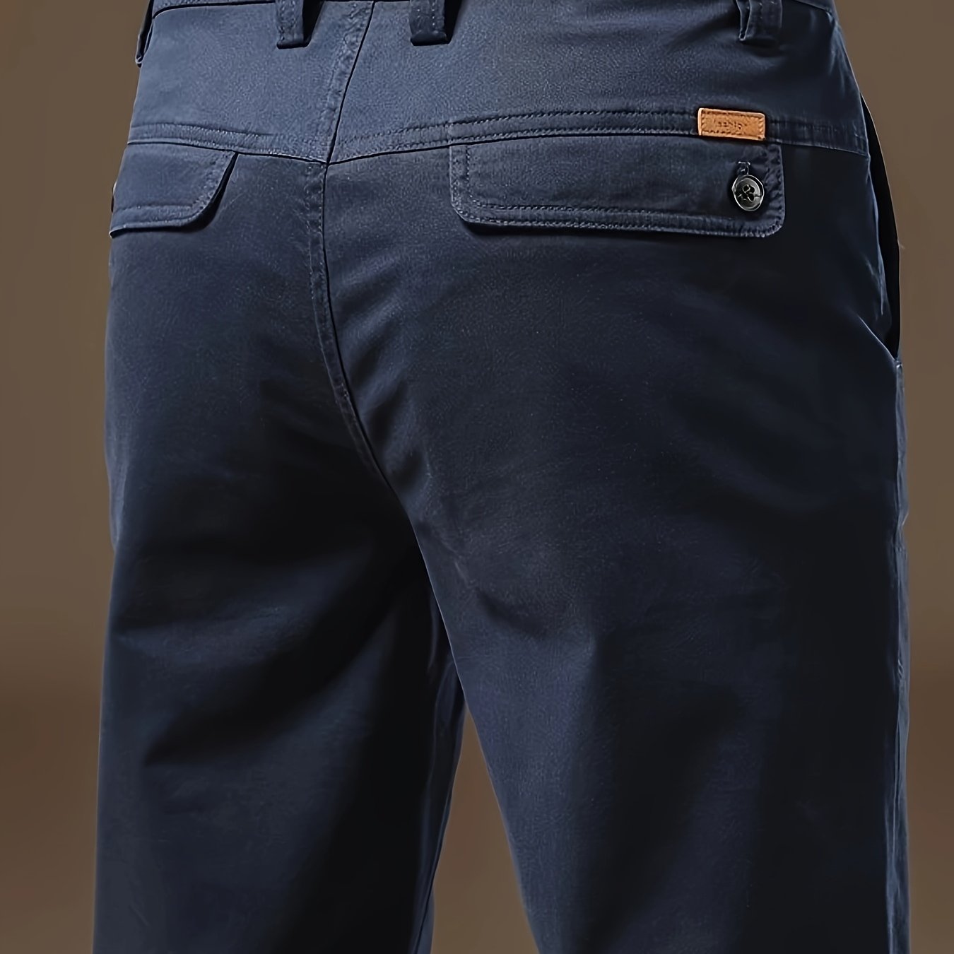 Pantaloni Eleganti da Uomo Bedford in Tessuto Elasticizzato Khaki per Look Business Casual e Viaggi, Primavera/Autunno