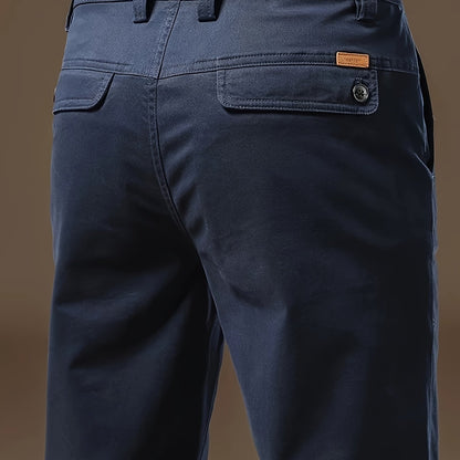 Pantaloni Eleganti da Uomo Bedford in Tessuto Elasticizzato Khaki per Look Business Casual e Viaggi, Primavera/Autunno