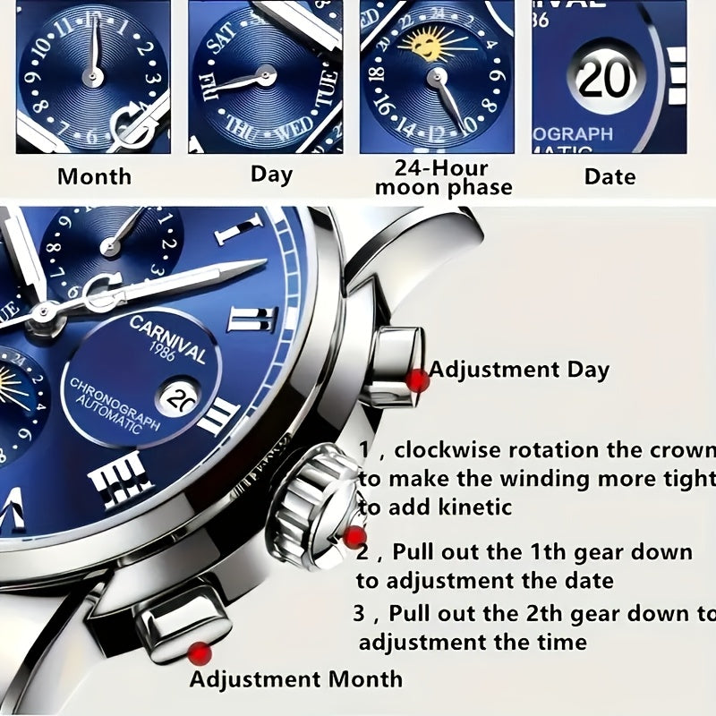 Orologio Sportivo Multifunzionale di Lusso per Uomo [I&W Carnival], Orologio Meccanico Automatico Impermeabile Casual, Regalo da Festival