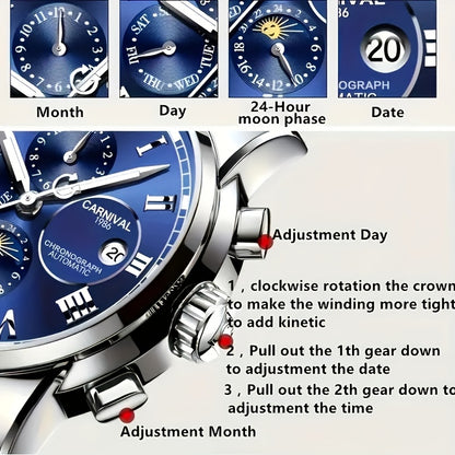 Orologio Sportivo Multifunzionale di Lusso per Uomo [I&W Carnival], Orologio Meccanico Automatico Impermeabile Casual, Regalo da Festival