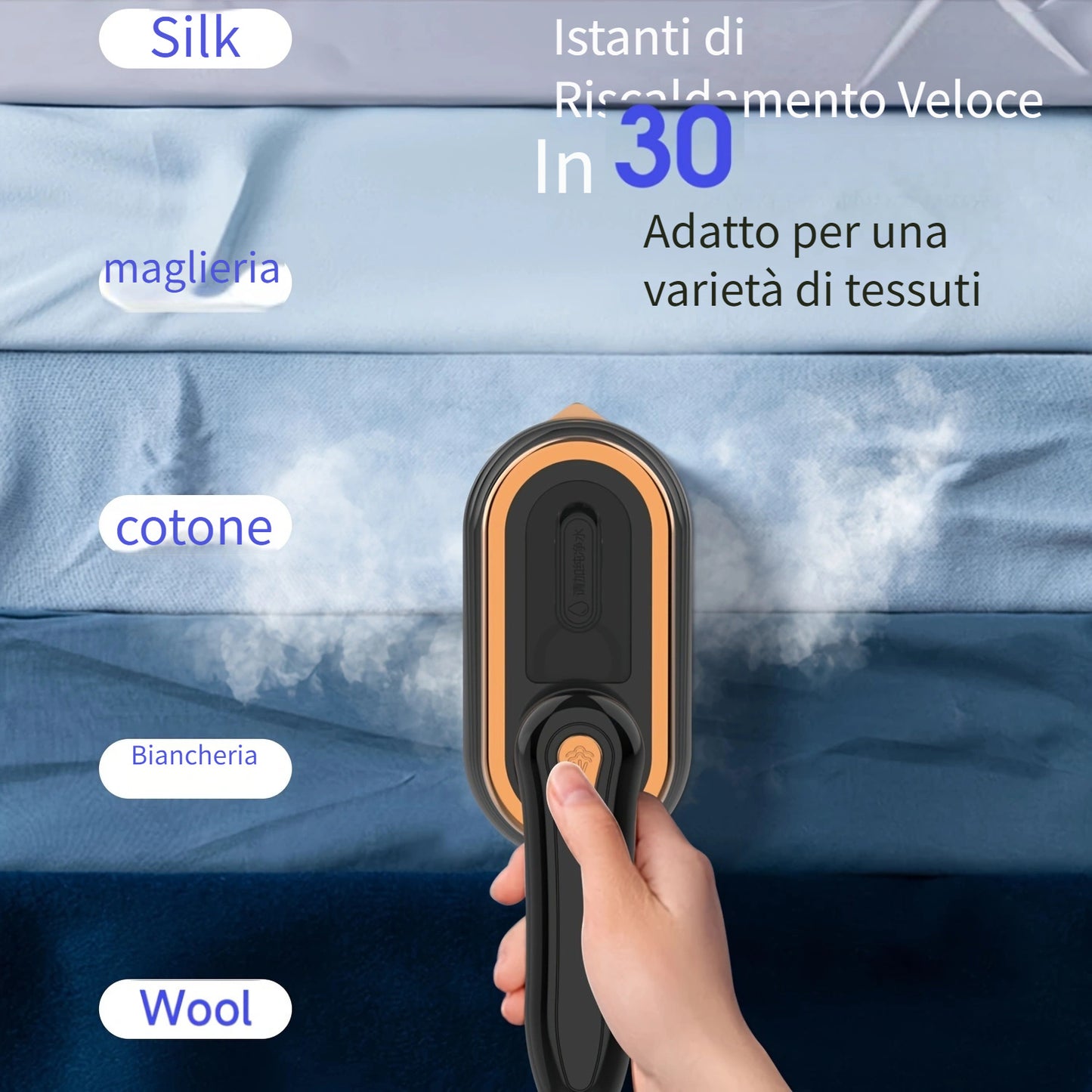 PANCERKA 1pc Piastra Vapore a Mano per Abiti, 1200W 2-in-1 Piegatura e Vapore, Piastra Grande, Rimuovi Rughe per Tessuti per Casa e Viaggio (Spina EU), Piastra Vapore per Abiti da Viaggio, Design Piastra Sottile, Costruzione Piastra Durevole, Piastra Vapo