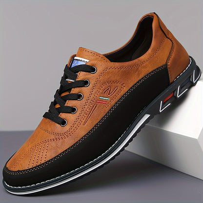 Scarpe da lavoro alla moda con blocco di colore per uomo Plus Size, comode scarpe da abito con lacci in gomma antiscivolo, calzature da uomo