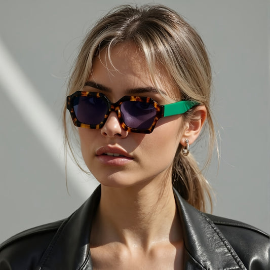 Occhiali da moda irregolari a poligono per donne - Montature moderne e oversized quadrate e rettangolari, occhiali decorativi non prescritti per eventi quotidiani e formali, occhiali chic Instagrammabili per donne, accessorio di stile stradale, streetwear