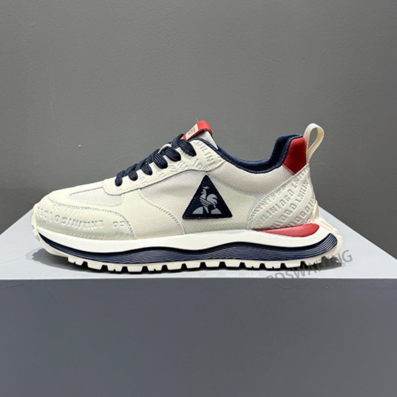 Scarpe da Ginnastica Uomo con Suola Spessa - Tomaia e Design Basso, Trazione per Tutti i Terreni in Bianco/Nero/Blu Navy/Rosso/Grigio/Beige – Scarpa Comoda Casual ed Elegante per Outdoor, Business o Abbigliamento Informale. Punta Arrotondata Traspirante a