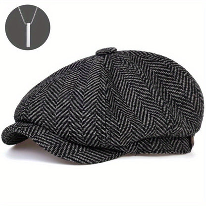 2-Pack: 1 Cappello più 1 Collana, Cappello Newsboy per Uomo, Cappello Tweed Gatsby, Cappello Ivy Cabbie, Cappello da Golf con Cima Piana per Padre, Donna, Unisex