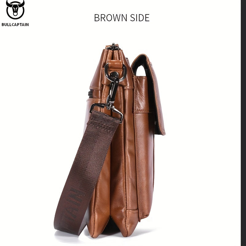 Linea Uomo+ Classic - BULLCAPTAIN Borsa A Tracolla In Vera Pelle Da Uomo, Borsa Di Grande Capacità Multifunzionale In Pelle Bovina Di Alta Qualità