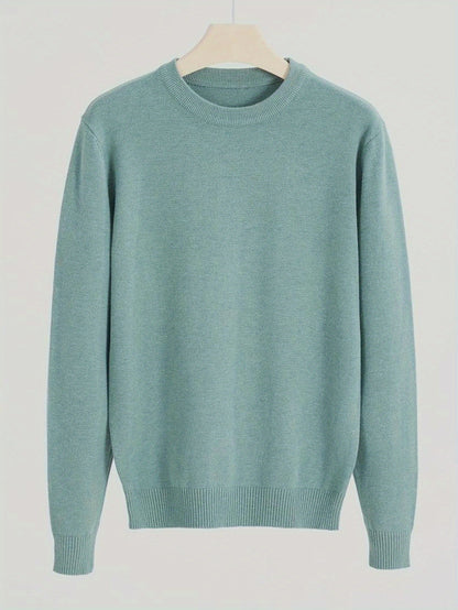 Maglione a maglia stretch slim fit per uomo - Pullover caldo slim fit per autunno e inverno, maglieria casual a collo tondo con coste, colore solido, 440 g/m², perfetto per il Ringraziamento