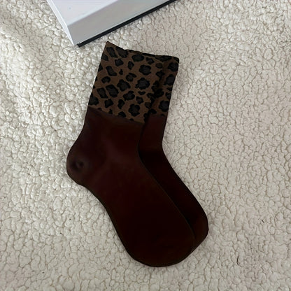 3 Paia di Calzini alla Caviglia per Donna con Stampa Leopardo, Tessuto Elasticizzato in Poliestere, Lavabile in Lavatrice, Casual ed Elegante, Design Giocoso con Animali per Autunno e Inverno, Utilizzo Interno/Esterno, Calzini con Stampa Leopardo