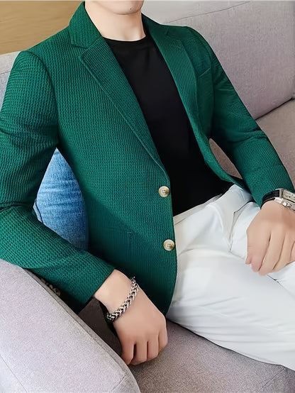 Linea Classic - Blazer a maniche lunghe in maglia waffle per uomo