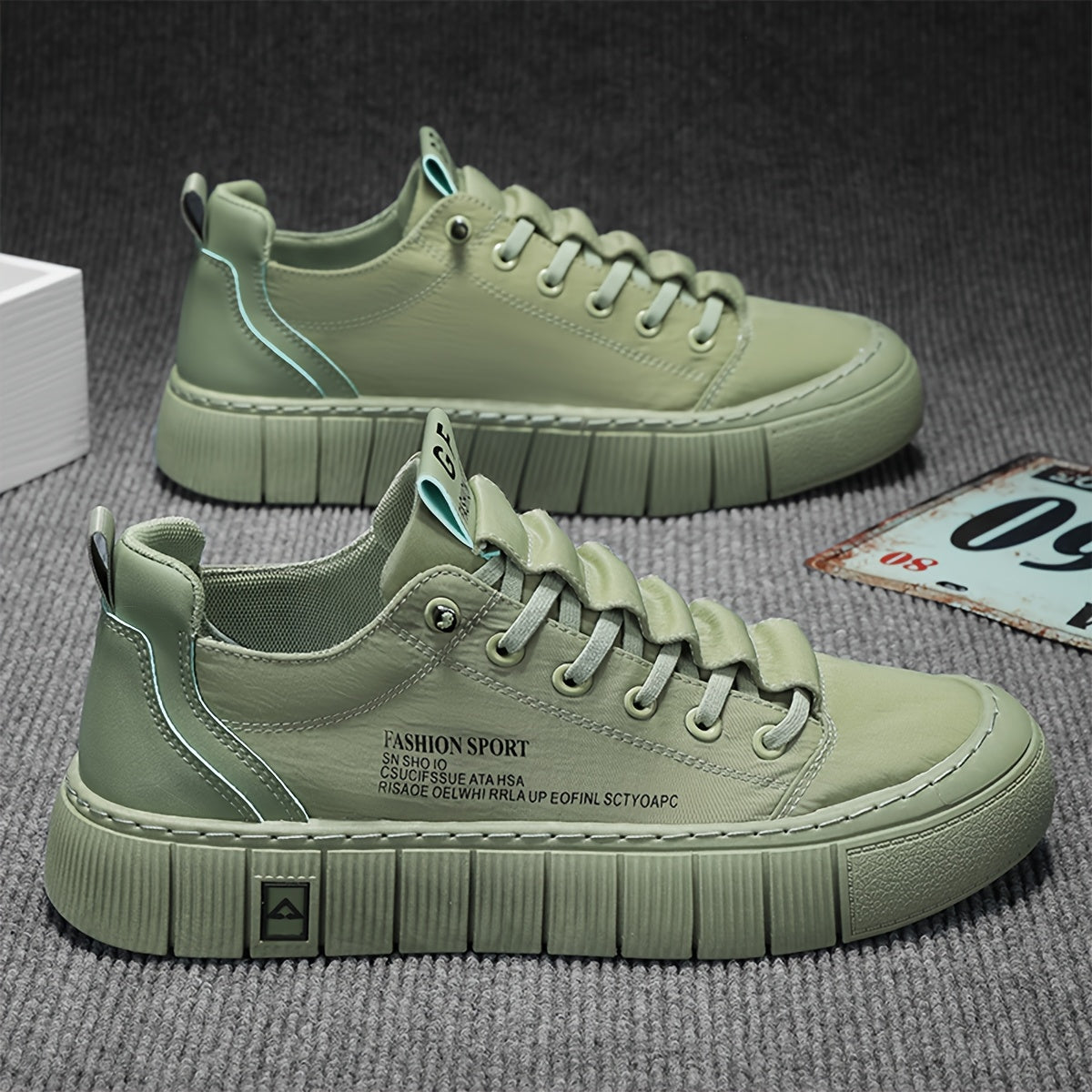 Scarpe da Ginnastica Uomo Basse e Robuste - Suola in PVC Spessa Beige & Nero, Scarponcini Retro con Lacci per Streetwear a Trazione Ammortizzata, Versatili Tutte le Stagioni Ideali per Casual, Outdoor ed Everyday (Grigio/Beige) – Tomaia Resistente Tessuto