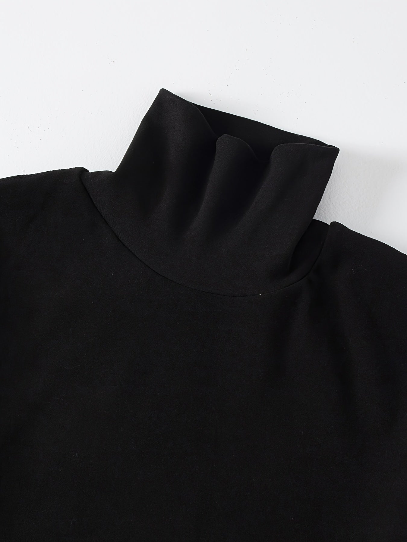 Maglietta a maniche lunghe con scollo a girocollo da uomo, confezione da 4 - Tessuto in maglia di poliestere casual, tinta unita, vestibilità aderente, media elasticità, top foderati in pile caldo per autunno e inverno, spessa