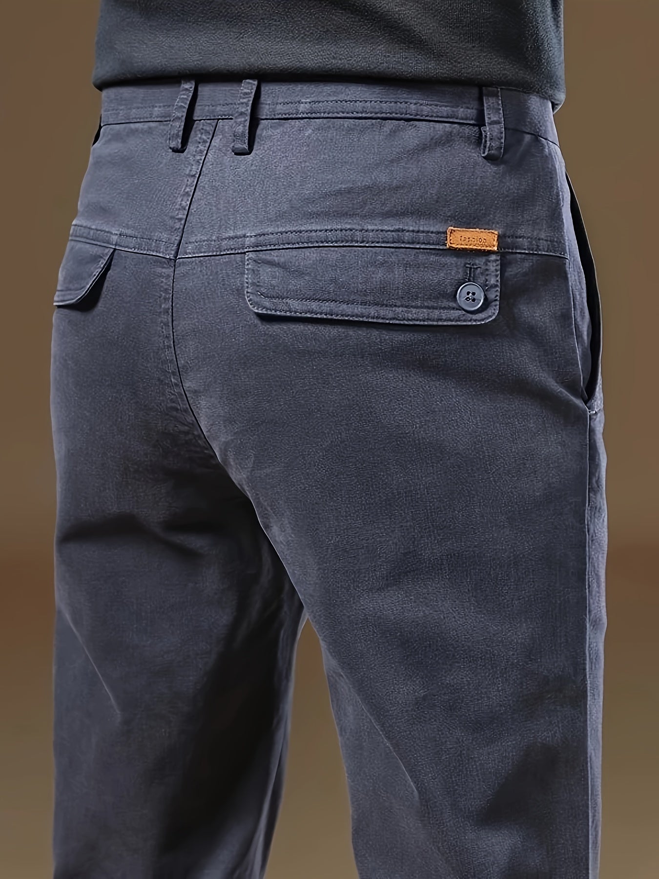 Pantaloni Eleganti da Uomo Bedford in Tessuto Elasticizzato Khaki per Look Business Casual e Viaggi, Primavera/Autunno