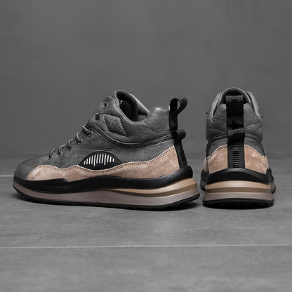 Scarpe Sneaker Casual Alte da Uomo - Design Elegante Nero & Grigio, Traspiranti, Suola in Gomma Morbida, Sneaker con Lacci per Abbigliamento Casual, Sneaker Versatili | Design Elegante delle Scarpe | Sneaker Sintetiche