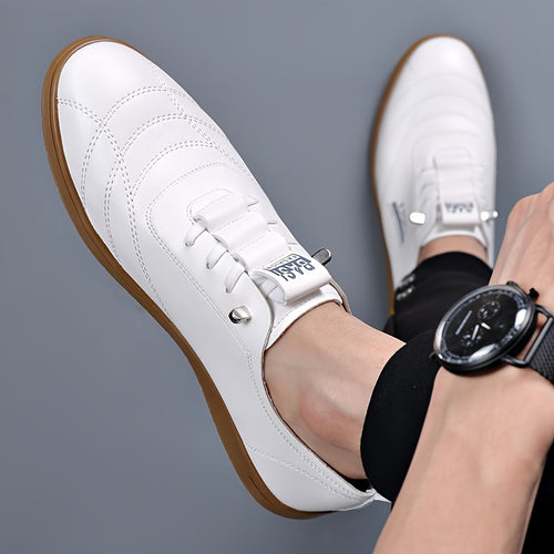 Mocassini Casual da Uomo Senza Lacci - Bianchi con Accenti Marroni, Suola Antiscivolo Resistente, Lacci Elastici per Abbigliamento Casual e Outdoor