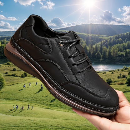 Scarpe da Uomo in Vera Pelle per Business Casual, Scarpe da Allenamento Sportivo, Scarpe da Trekking e Viaggio all'Aperto, Scarpe Basse, Scarpe da Guida, Design con Lacci in Pelle Tinta Unita, Comode e Pratiche per Tutte le 4 Stagioni, Suola Spessa Antisc