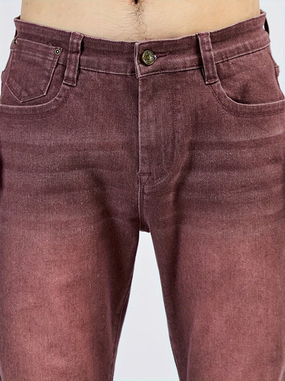 1pezzo Pantaloni casual da uomo slim-fit in denim sintetico, con chiusura a bottoni, comodi per tutte le stagioni, lavaggio leggero, kaki, versatili per abbigliamento casual, abbigliamento confortevole | Slim Fit Faux Denim | Tessuto resistente