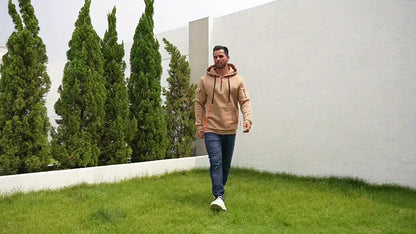 Maglione Sportivo Casual Uomo con Cappuccio - 100% Poliestere, Polsini e Orlo a Costine, Calore 220gsm, Lavabile in Lavatrice, Colore Unico per Escursioni e Attività All'aperto