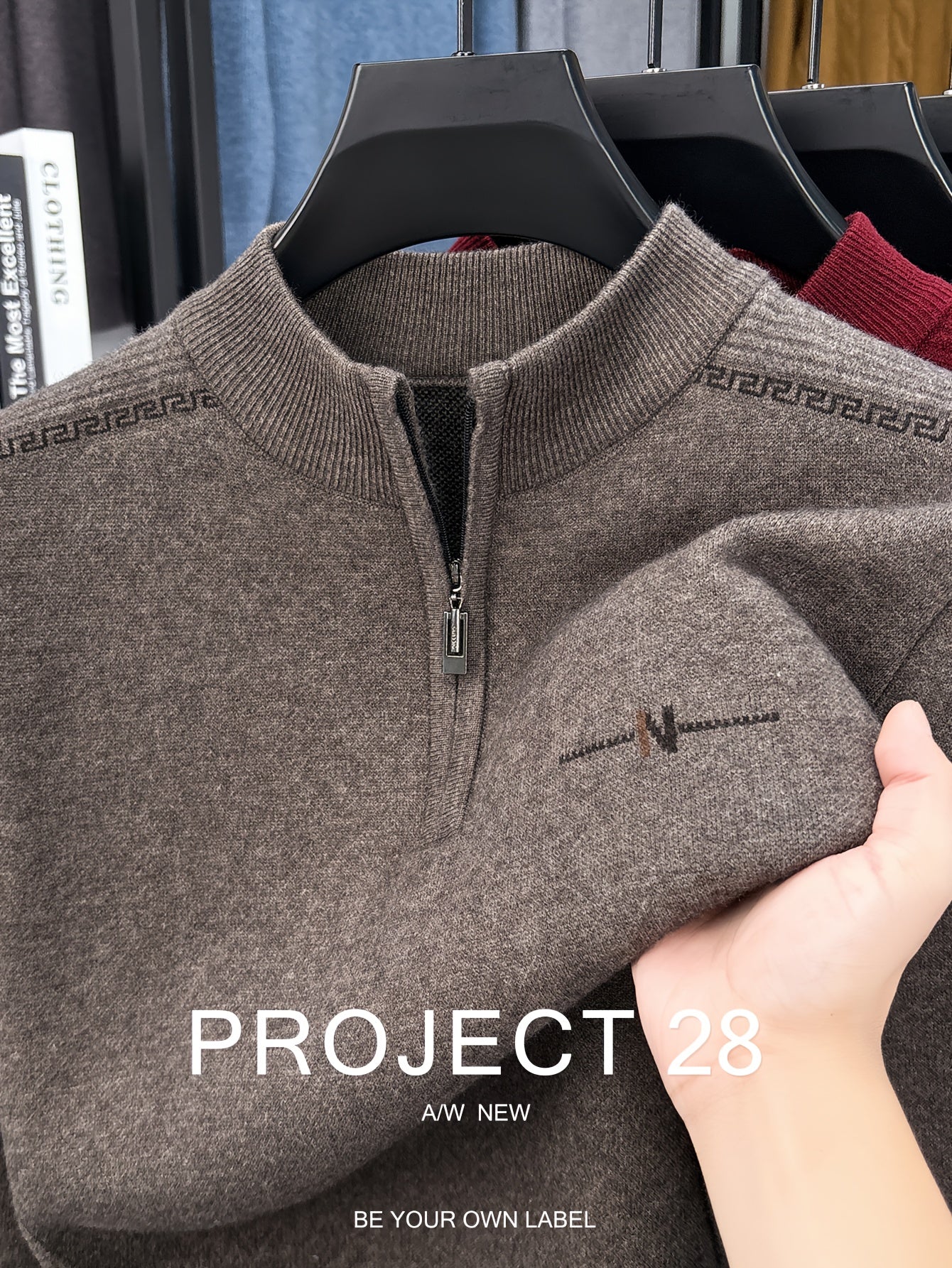 Maglione a metà zip da uomo - Pullover termoisolato con zip frontale, maglione in maglia morbida per ufficio, abbigliamento formale e casual - Maglione invernale in colori scuri (blu/nero/carbonio) - Top di strato traspirante per il tempo freddo, abbiglia