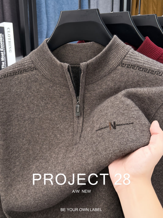 Maglione a metà zip da uomo - Pullover termoisolato con zip frontale, maglione in maglia morbida per ufficio, abbigliamento formale e casual - Maglione invernale in colori scuri (blu/nero/carbonio) - Top di strato traspirante per il tempo freddo, abbiglia