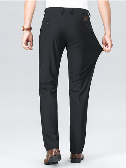 2 pezzi Pantaloni da business uomo resistenti alle rughe e senza calore per abbigliamento formale di mezza età e anziani.