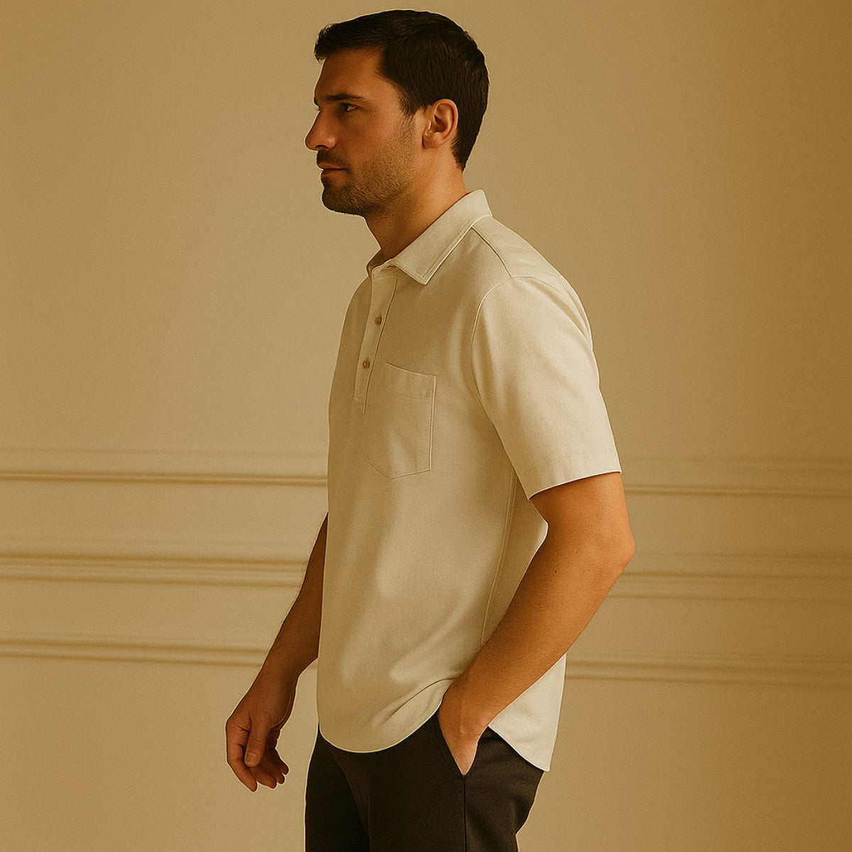 Men’s Cream Short Sleeve Shirt