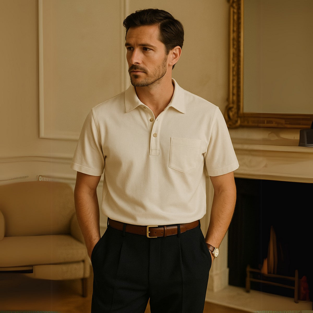 Men’s Cream Short Sleeve Shirt