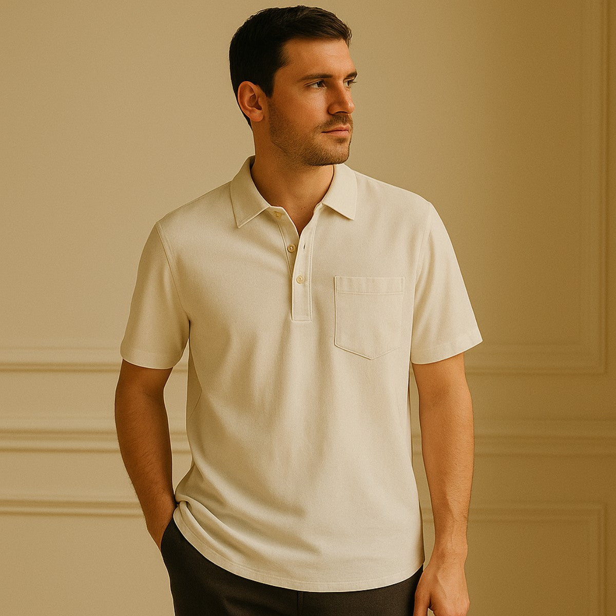 Men’s Cream Short Sleeve Shirt