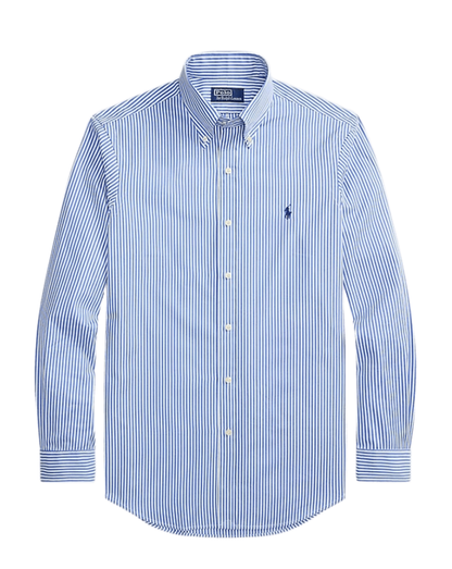Men’s Blue Striped Button-Up Shirt