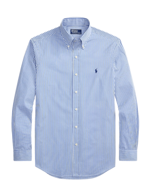 Men’s Blue Striped Button-Up Shirt