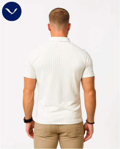 Men’s Navy Ribbed Zip Polo Shirt