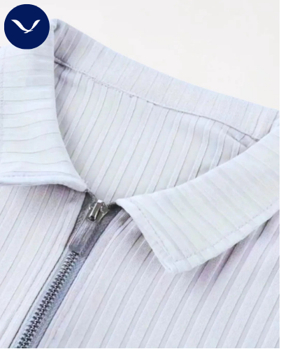 Men’s Navy Ribbed Zip Polo Shirt