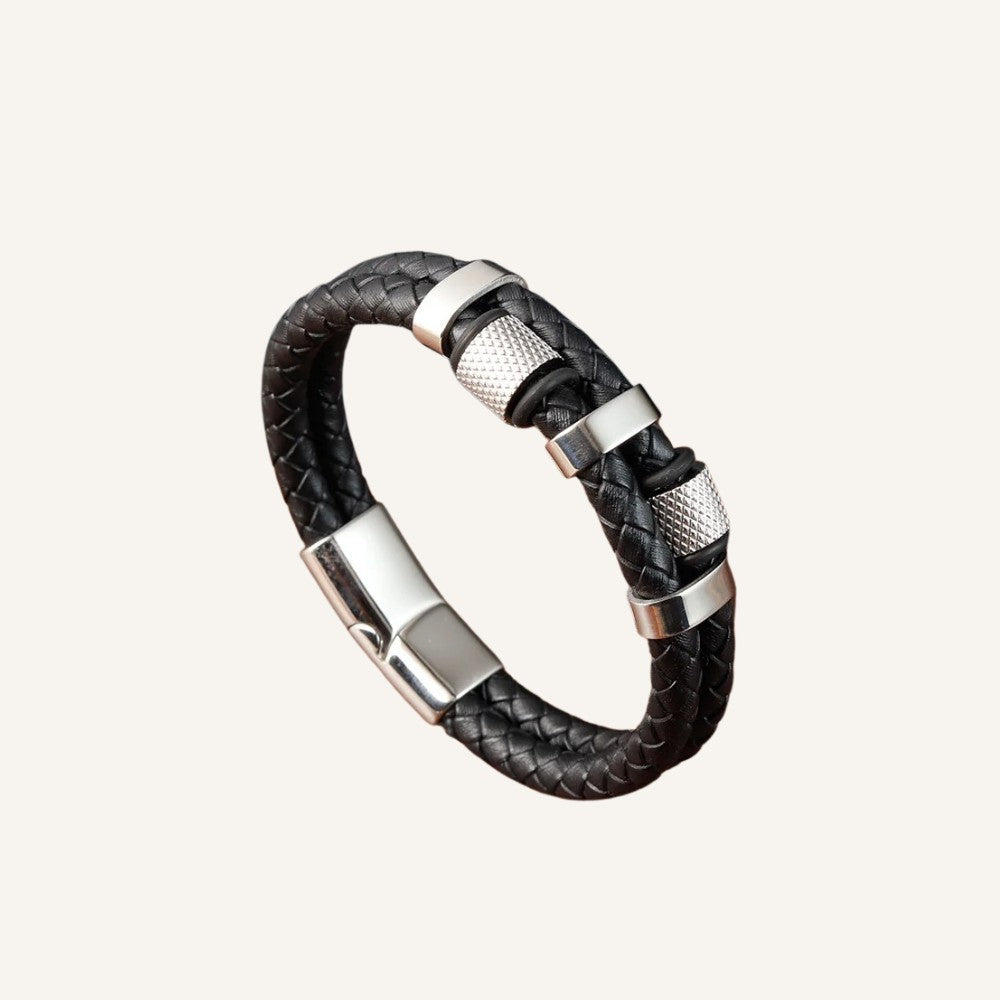 Men’s Black Braided Leather Bracelet
