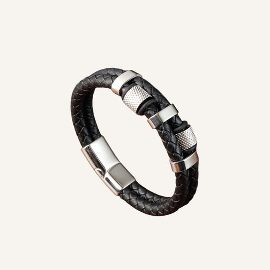 Men’s Black Braided Leather Bracelet