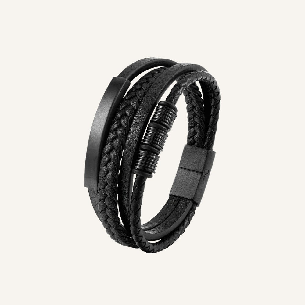 Men’s Black Braided Leather Bracelet
