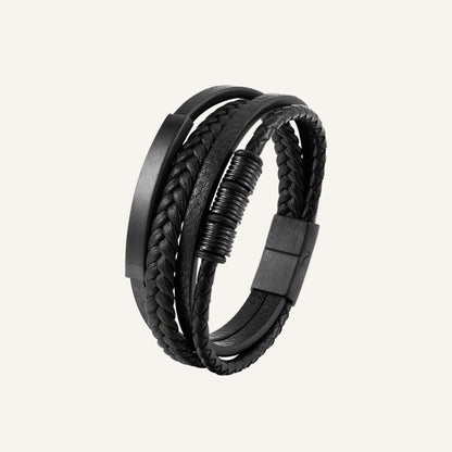 Men’s Black Braided Leather Bracelet