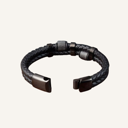 Men’s Black Braided Leather Bracelet