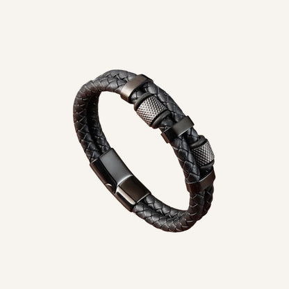 Men’s Black Braided Leather Bracelet
