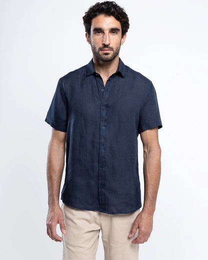 Men’s Navy Linen Shirt