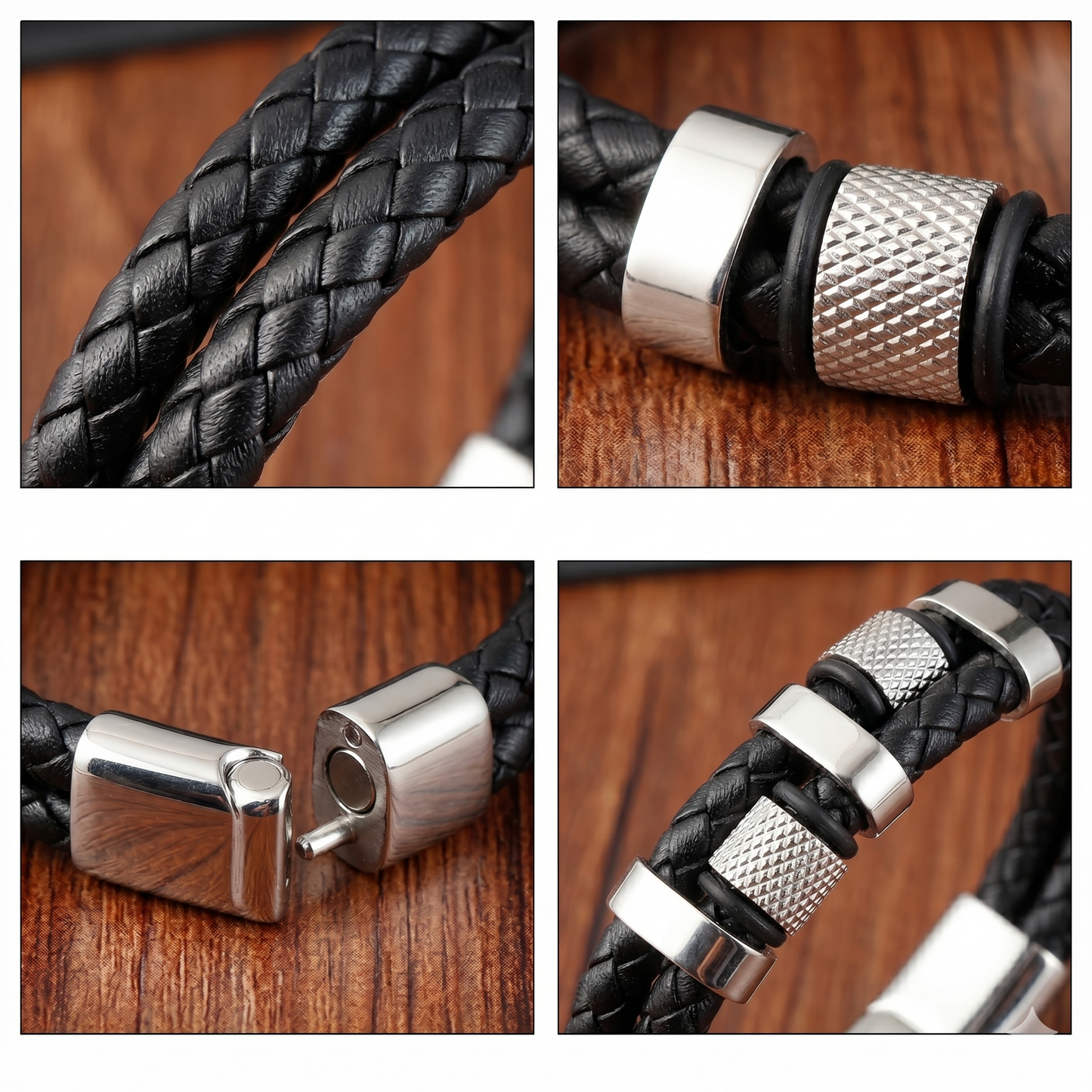 Men’s Black Braided Leather Bracelet