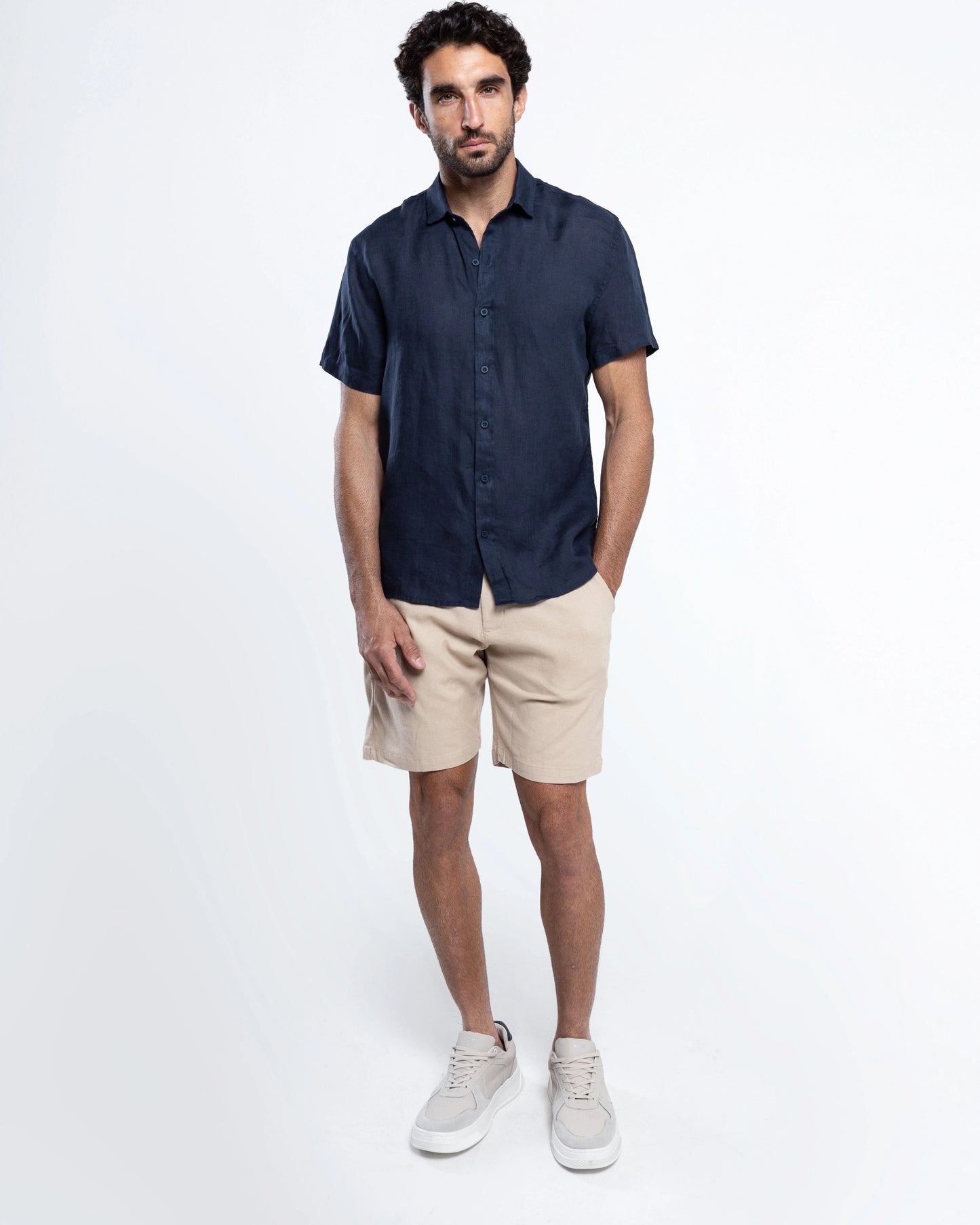 Men’s Navy Linen Shirt