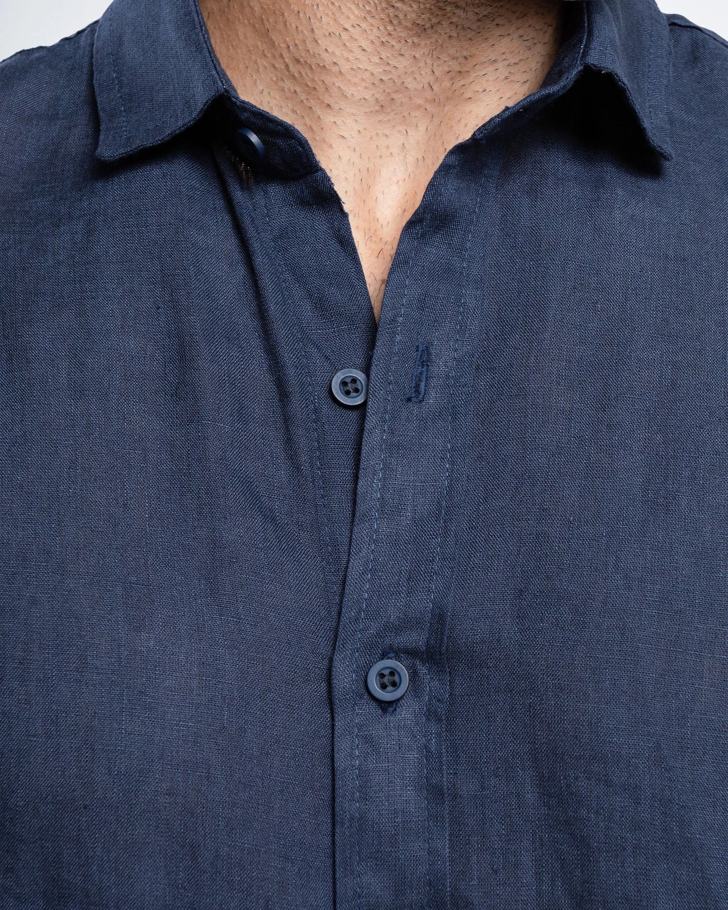 Men’s Navy Linen Shirt