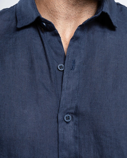 Men’s Navy Linen Shirt