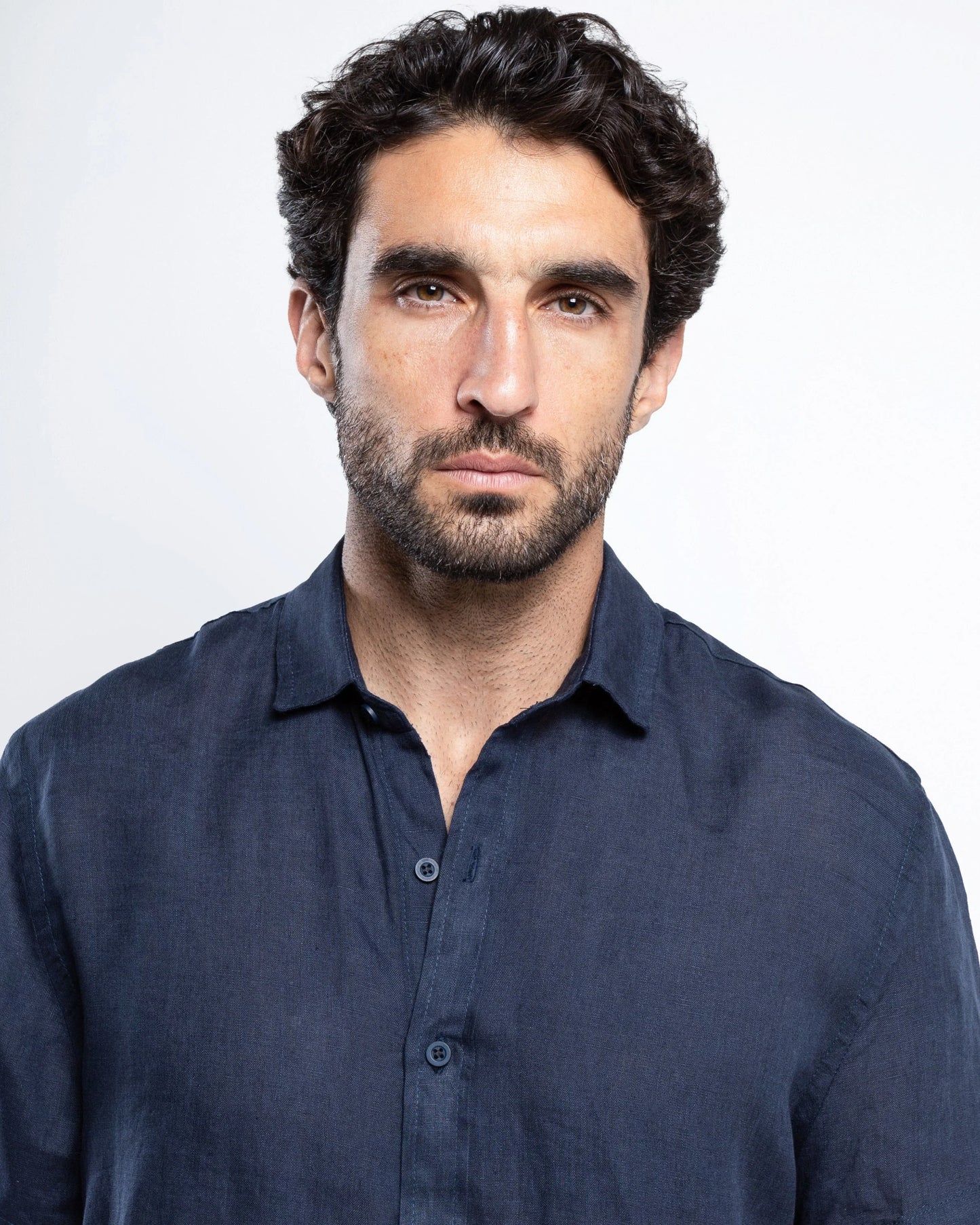 Men’s Navy Linen Shirt