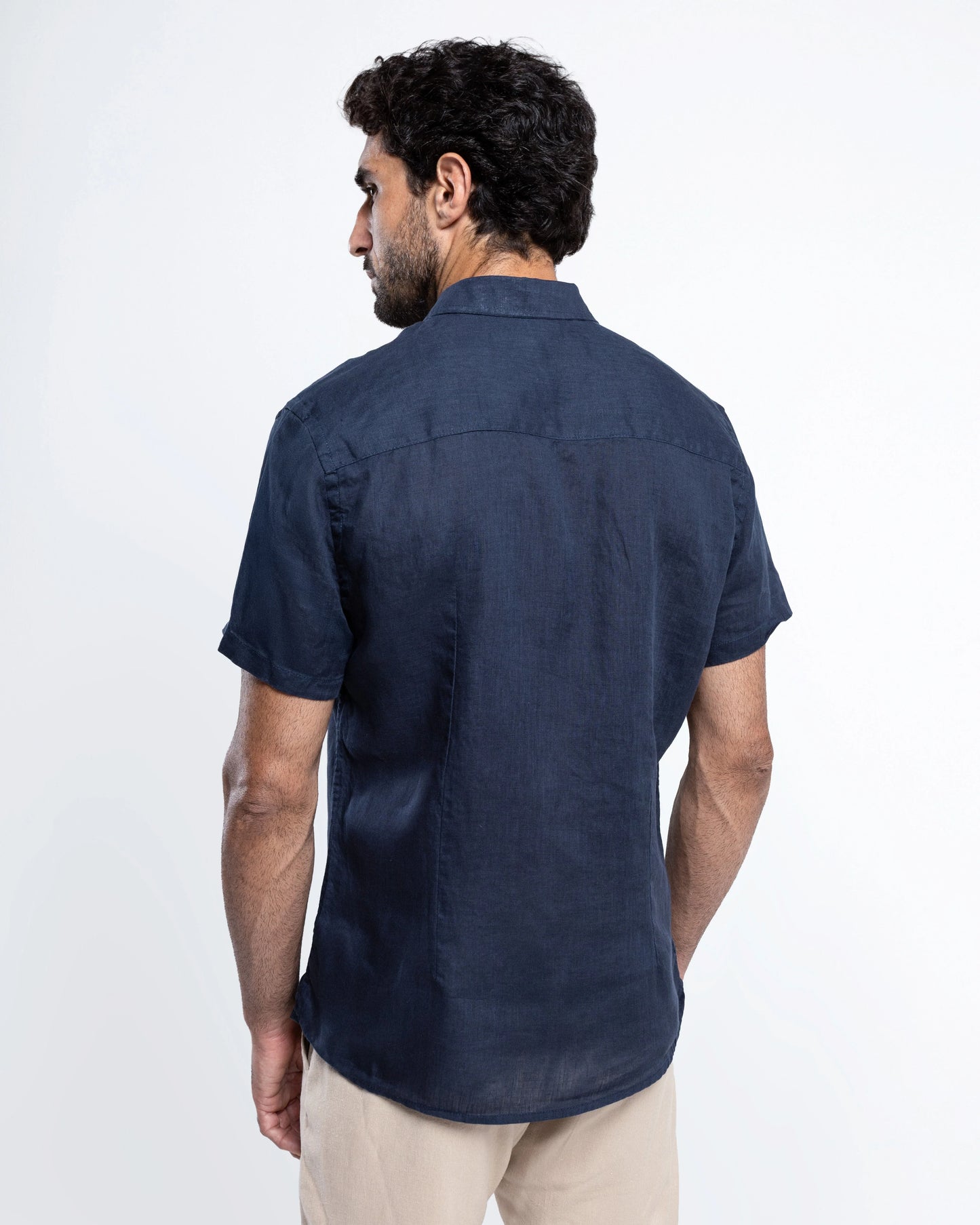 Men’s Navy Linen Shirt
