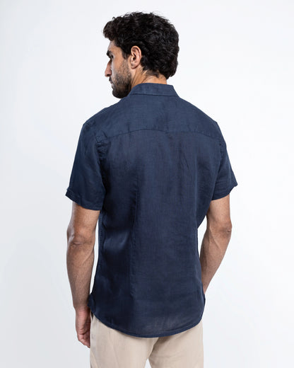 Men’s Navy Linen Shirt