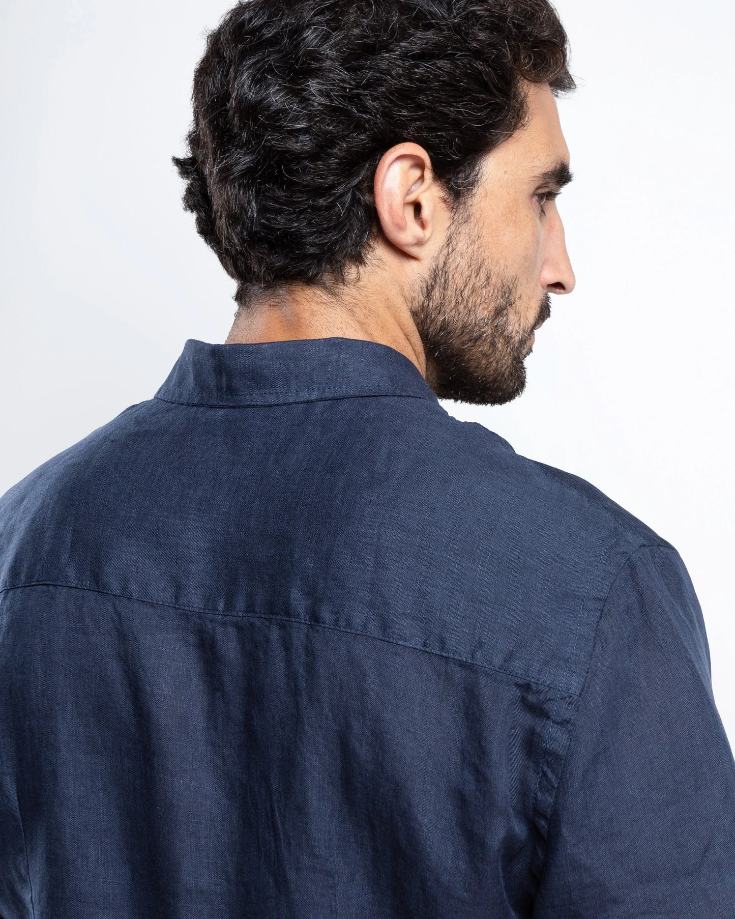 Men’s Navy Linen Shirt