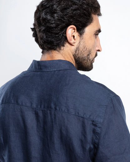 Men’s Navy Linen Shirt