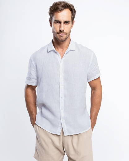 Men’s Navy Linen Shirt