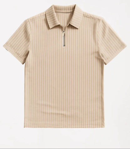 Men’s Navy Ribbed Zip Polo Shirt